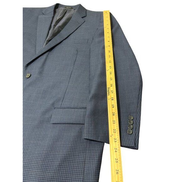 Pronto Uomo Platinum Executive Fit Blazer Navy Checkered Jacket Wool Blend 46R - Picture 7 of 7